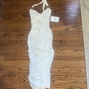 Off white body hugging slim dress size Small